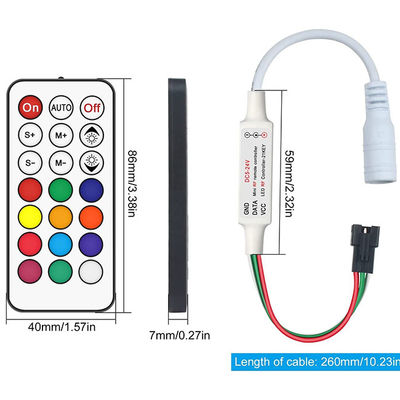 DC5 - mini 21Key LED lampade fluorescenti di sogno di colore di For WS2811 WS2812B del regolatore della luce di 24V