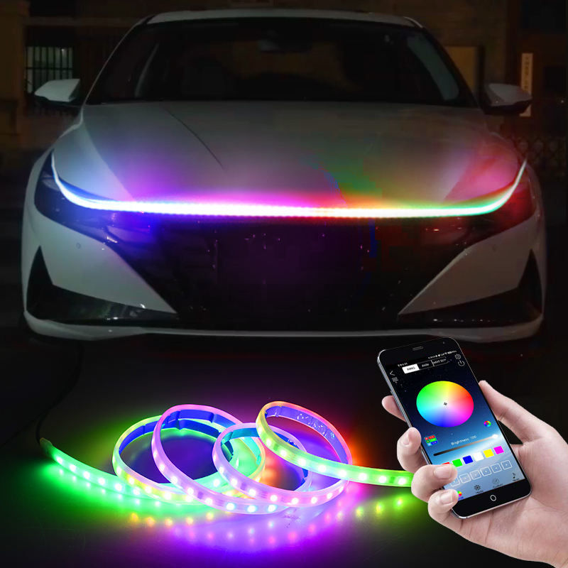 12V flessibile ha condotto la luce corrente di giorno dell'atmosfera della copertura di Hood Lights Strip Auto Engine dell'automobile
