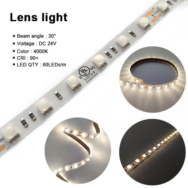 La lente Smd flessibile 5050 Rgb ha condotto la CC 24V della striscia 60LEDs/M per luce domestica